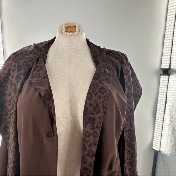 Sackables Reversible Leopard Print Raincoat M chocolate brown 80s 90s packable - Picture 3 of 16
